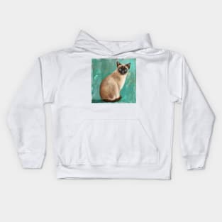 Contemporary Painting of a Gorgeous Siamese Cat with Blue Eyes Kids Hoodie